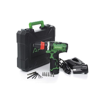 Дриль-шуруповерт, швидкознімання APRO 12В,1,5А, 12DC, 2 АКБ, ЗУ, кейс 895004