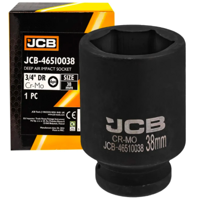 Головка торцева ударна глибока 3/4" 38 мм (6-гранна) JCB Tools JCB-46510038 Головка торцева ударна глибока 3/4" 38 мм (6-гранна) JCB Tools JCB-46510038