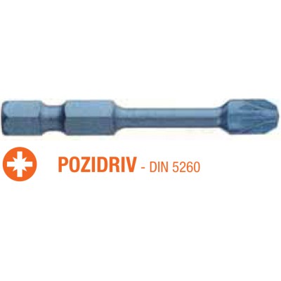 Насадка отверточная ударная BLUE SHOCK USH PZ2 x TORSION 50 мм 5 шт UUSE0063431
