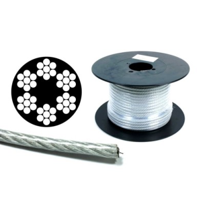 Трос 8мм DIN 3055 (6x7+FC) (оцинкований W1, в ПВХ обплетенні - 2мм) (бухта 100м) APRO WR-PVC8