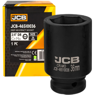Головка торцева ударна глибока 3/4" 36 мм (6-гранна) JCB Tools JCB-46510036 Головка торцева ударна глибока 3/4" 36 мм (6-гранна) JCB Tools JCB-46510036