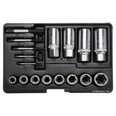 Набір екстракторів для зламаних гвинтів Yato 3/8" і 1/2" 17 шт YT-06033