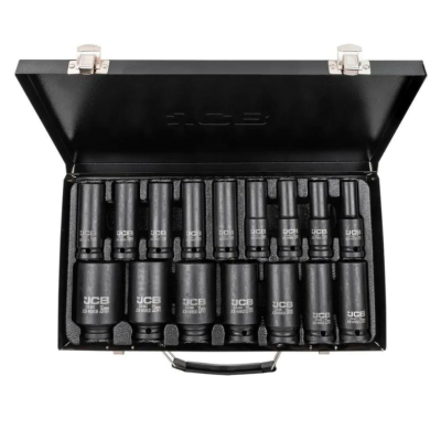 Набор головок ударных глубоких в металлическом кейсе 16 ед. 1/2'' (6-гр.) (10-36 мм) JCB Tools JCB-4167-5MPB