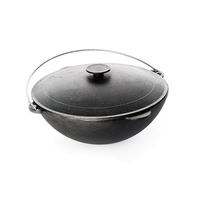 Казан чугунный татарский с крышкой и дужкой 360мм 8л СИЛА 960456