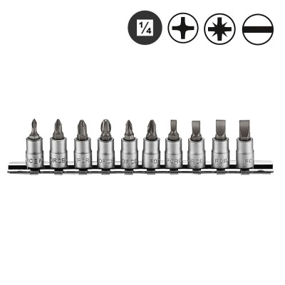1/4" Набор бит на планке SL, РН, РZ 10 пр. FORCE 21017 1/4" Набор бит на планке SL, РН, РZ 10 пр. FORCE 21017